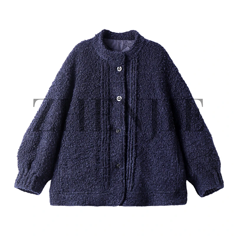 圈圈羊毛 极简休闲风重磅立领夹棉加厚外套DC5091