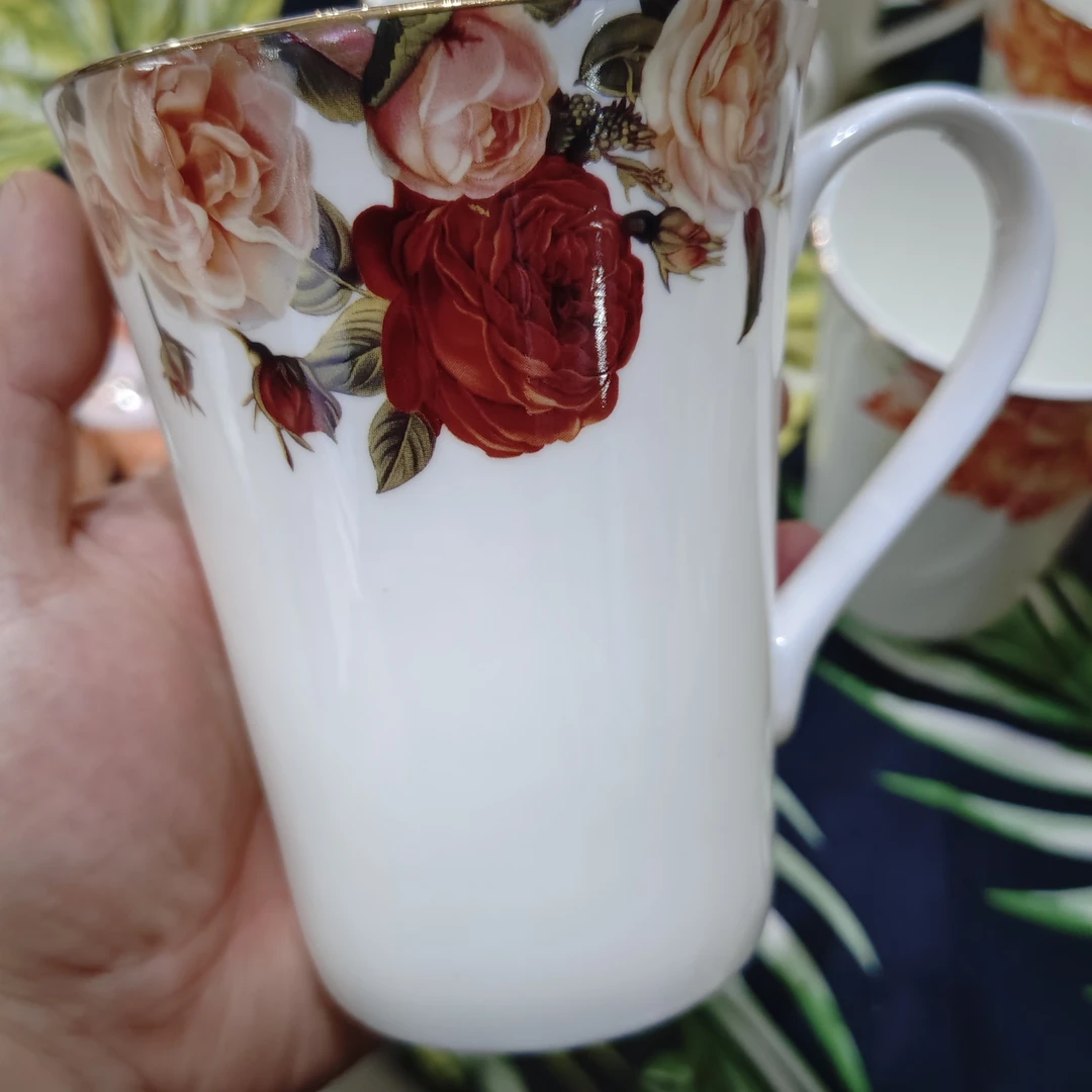 金边大容量骨瓷茶杯