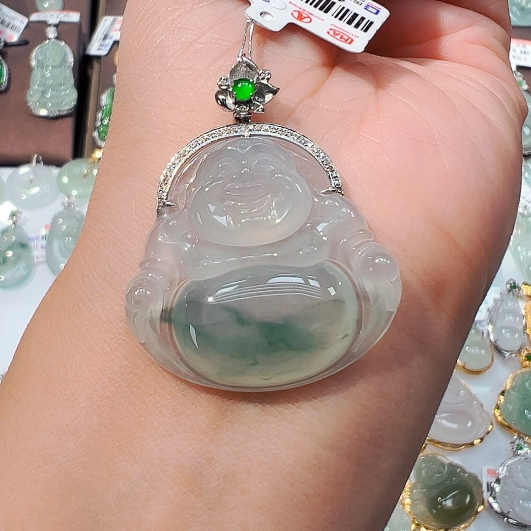 吊坠(不含链)18K金镶嵌翡翠佛公