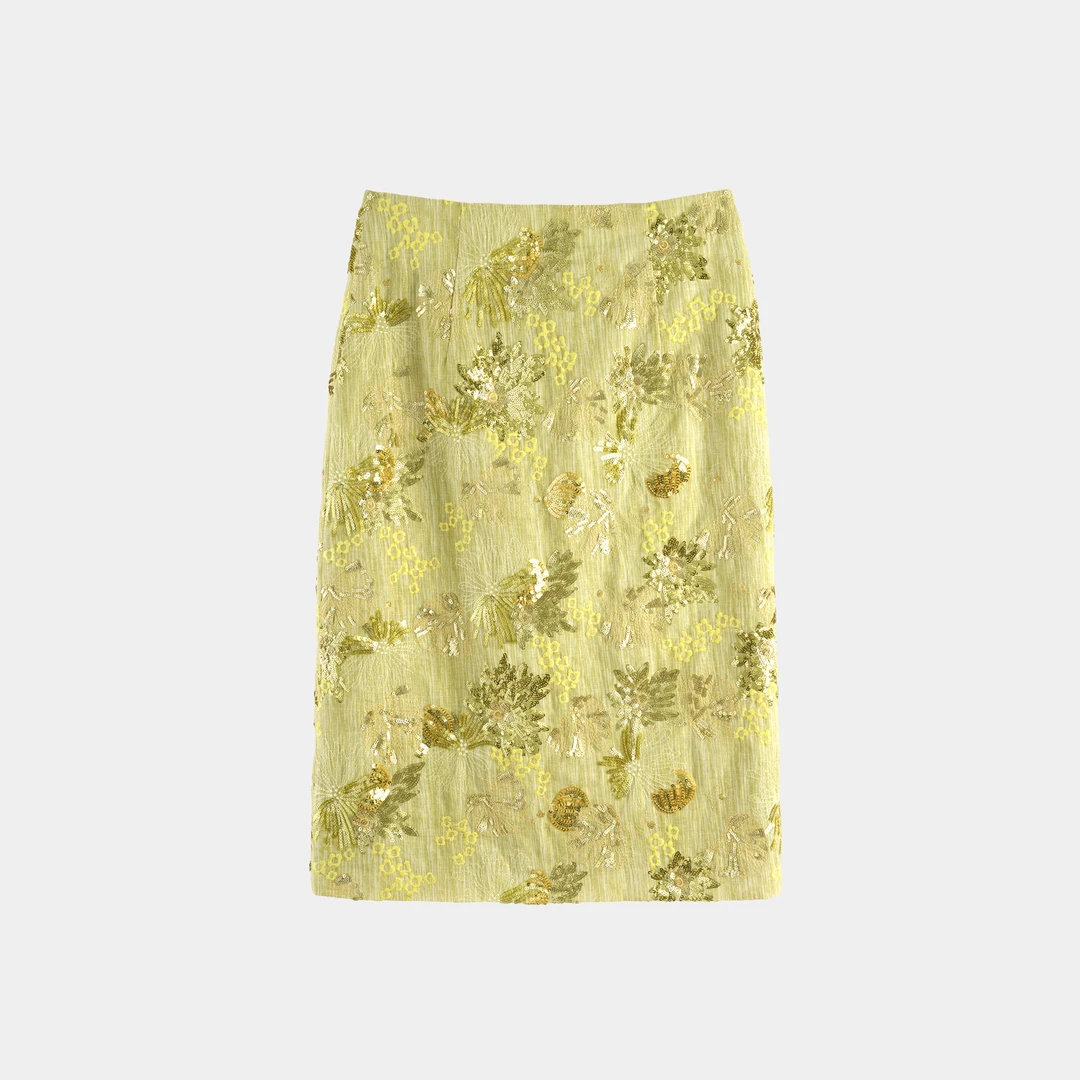 【玖和】气质百搭高级时尚休闲高腰显瘦复古黄色半身裙JHA1BQ043