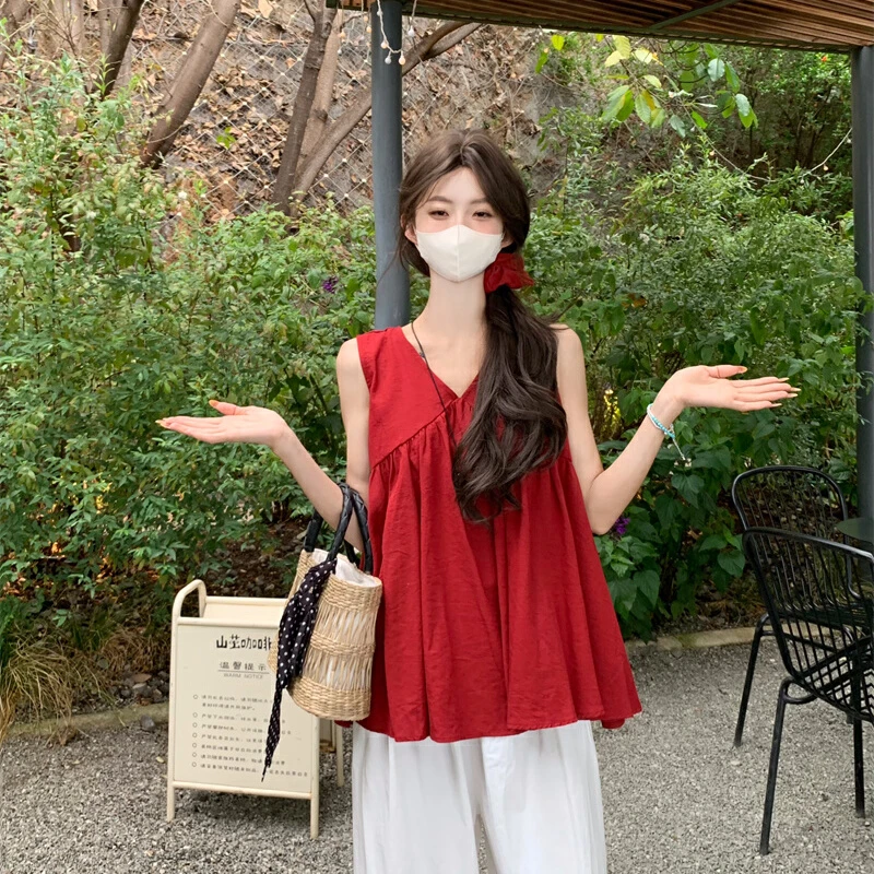 无袖吊带背心女夏多巴胺泰式明媚娃娃衫外穿绝美