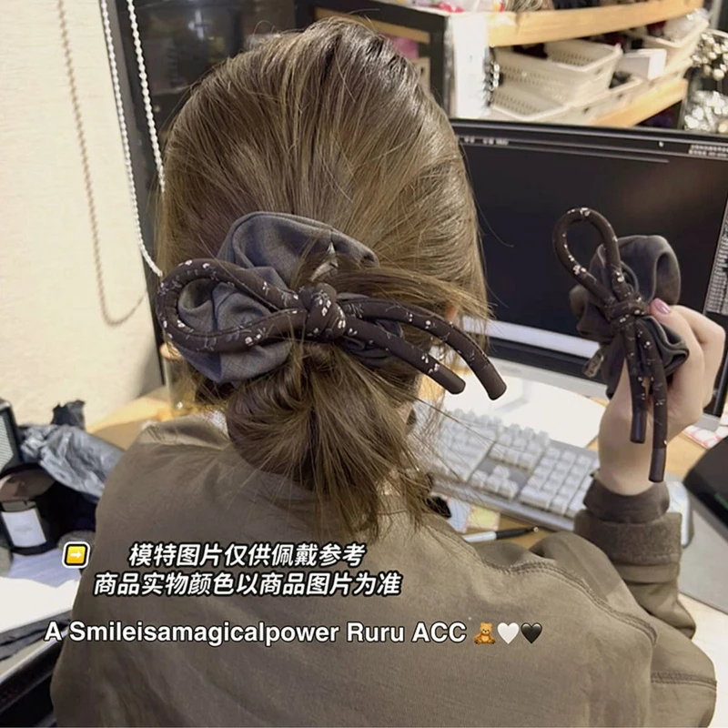 复古碎花蝴蝶结肥肠圈时尚百搭气质扎马尾丸子头发绳发圈