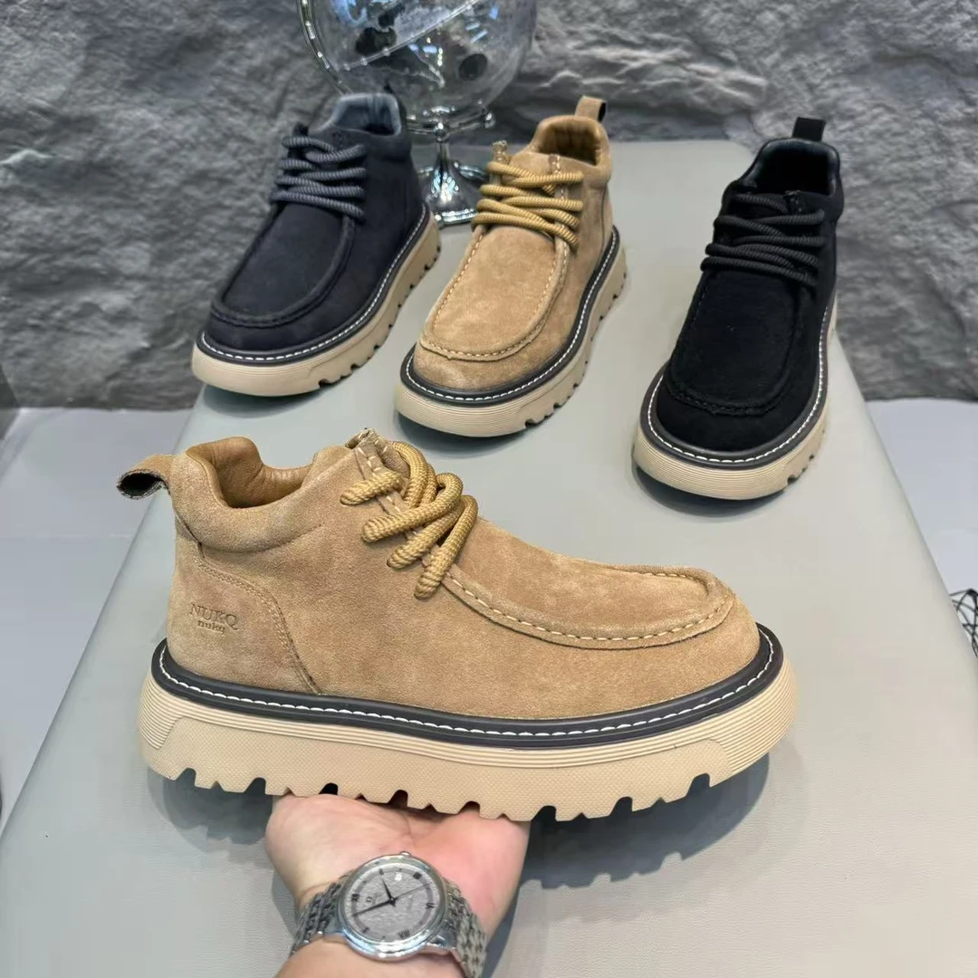 G1001冬季磨砂皮面单棉同款加绒男款马丁靴厚底时尚休闲鞋