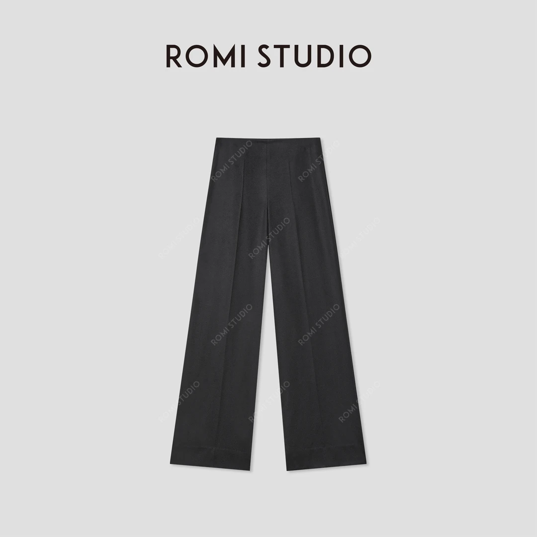 ROMI STUDIO“舒适自在”羊毛天丝混纺软糯顺滑阔腿裤 RWCAXU6461