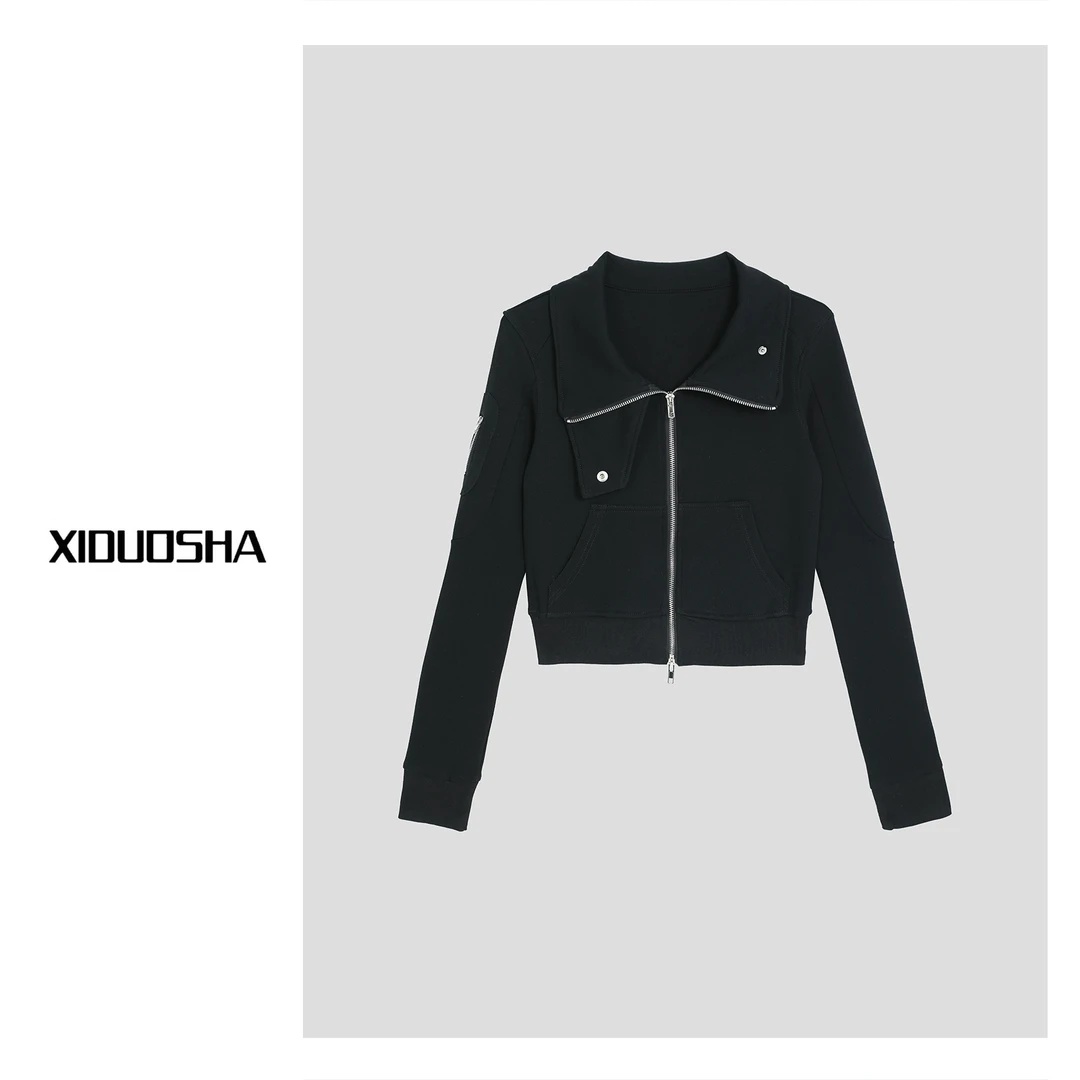 XIDUOSHA/喜朵莎春季新品原创设计款立领显瘦百搭减龄卫衣XDS1081