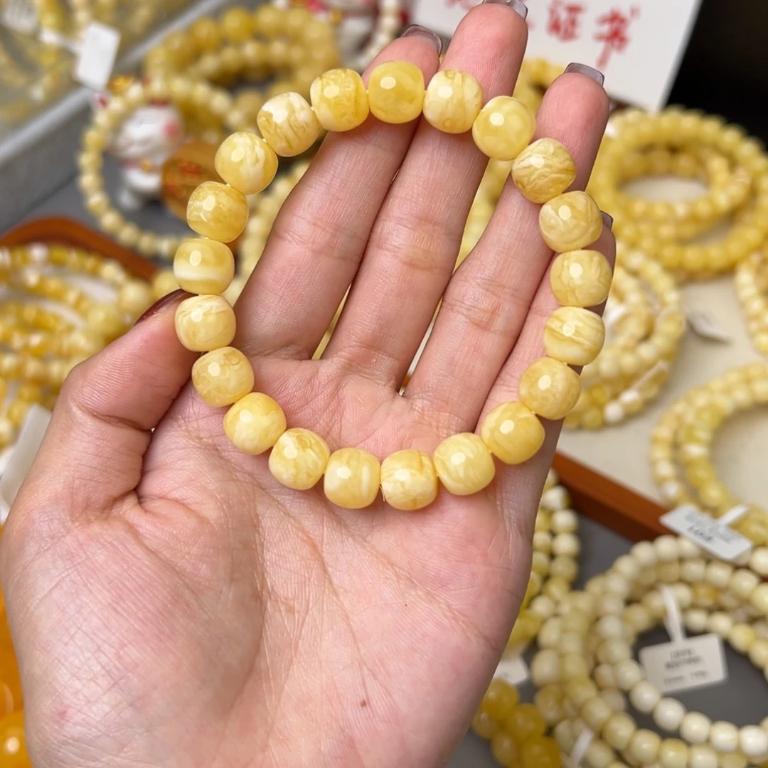 琥珀未镶嵌手链10.6mm 虎皮