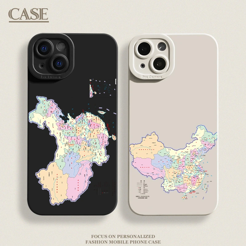 中国地图适用iPhone16ProMax手机壳15苹果14软13瞳影12磨砂11xsxr