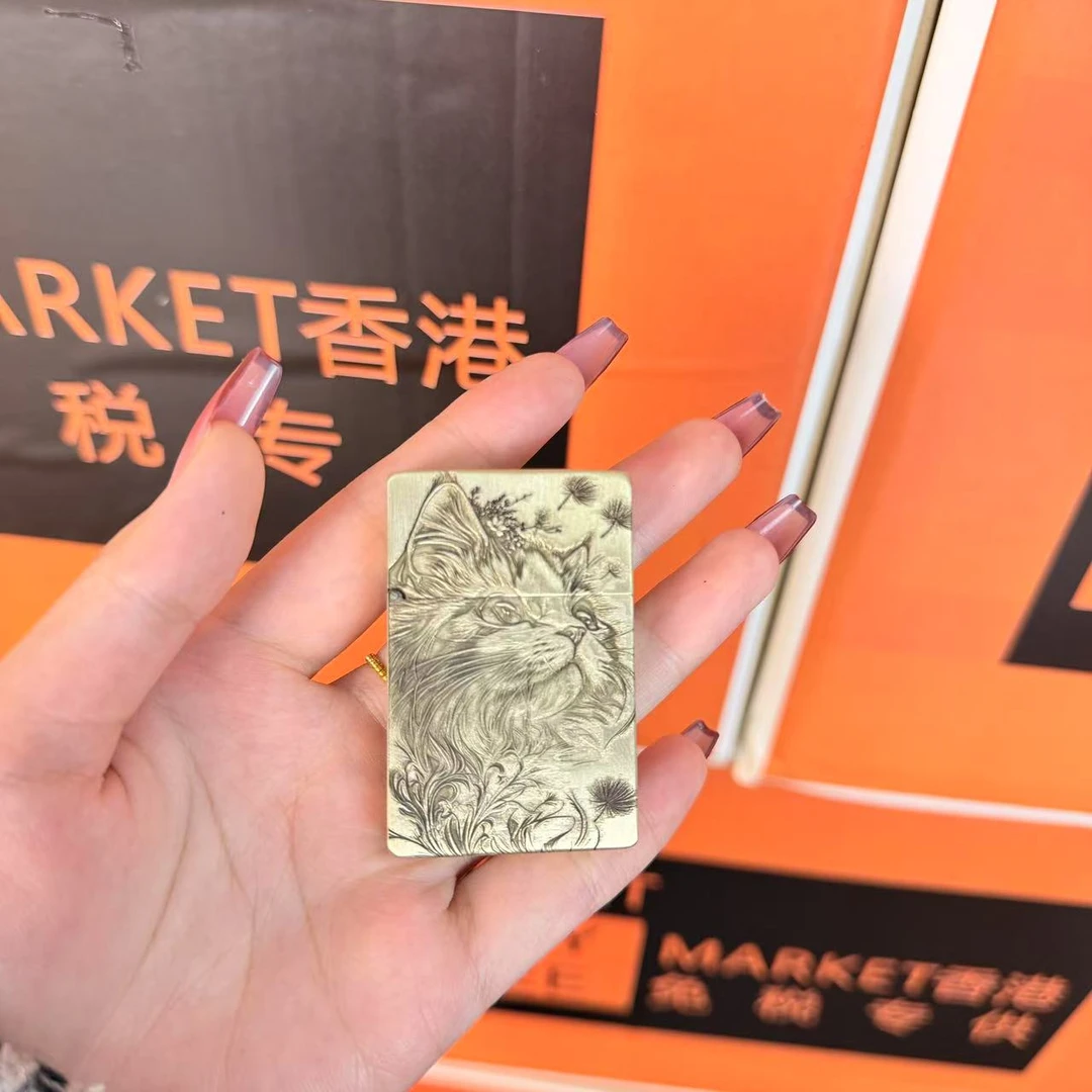 帕加尼仰望星空的猫黄铜打火机创意礼品可收藏