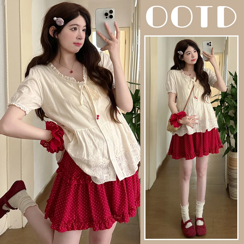 孕妇装夏装夏季薄款遮肉遮肚子韩版宽松新品半身裙时尚网红套装