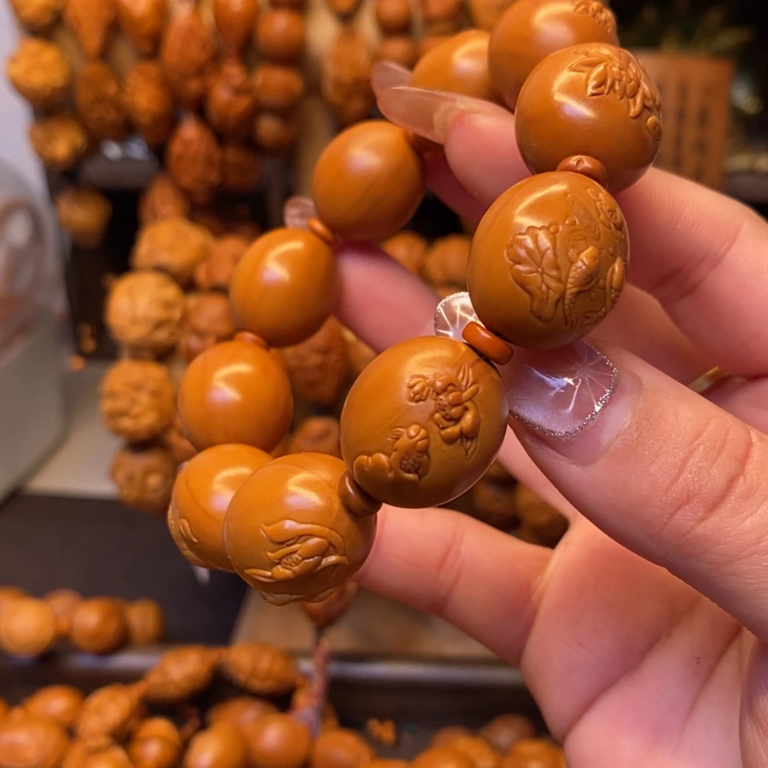 橄榄核手串/手链荷叶鱼