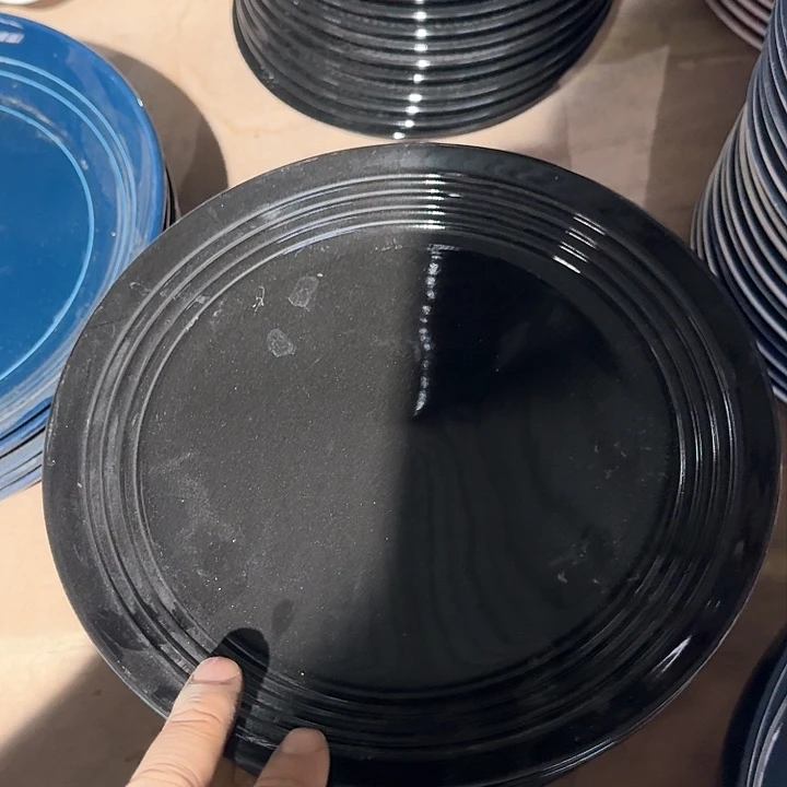 瓷9 英寸 黑色  内螺纹盘子 2 个
