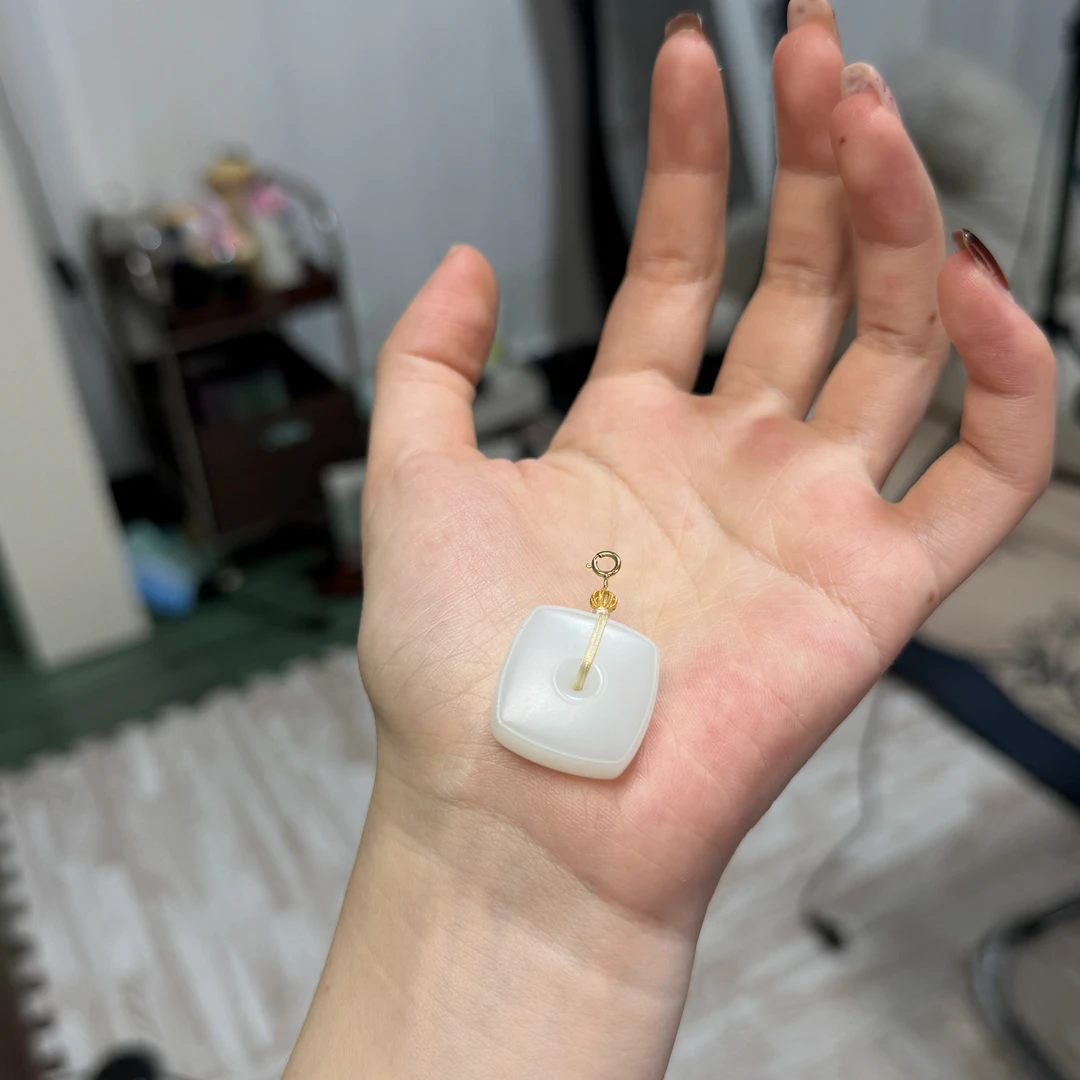 【白玉方糖】新疆和田玉白玉吊坠·18K金·dz212111