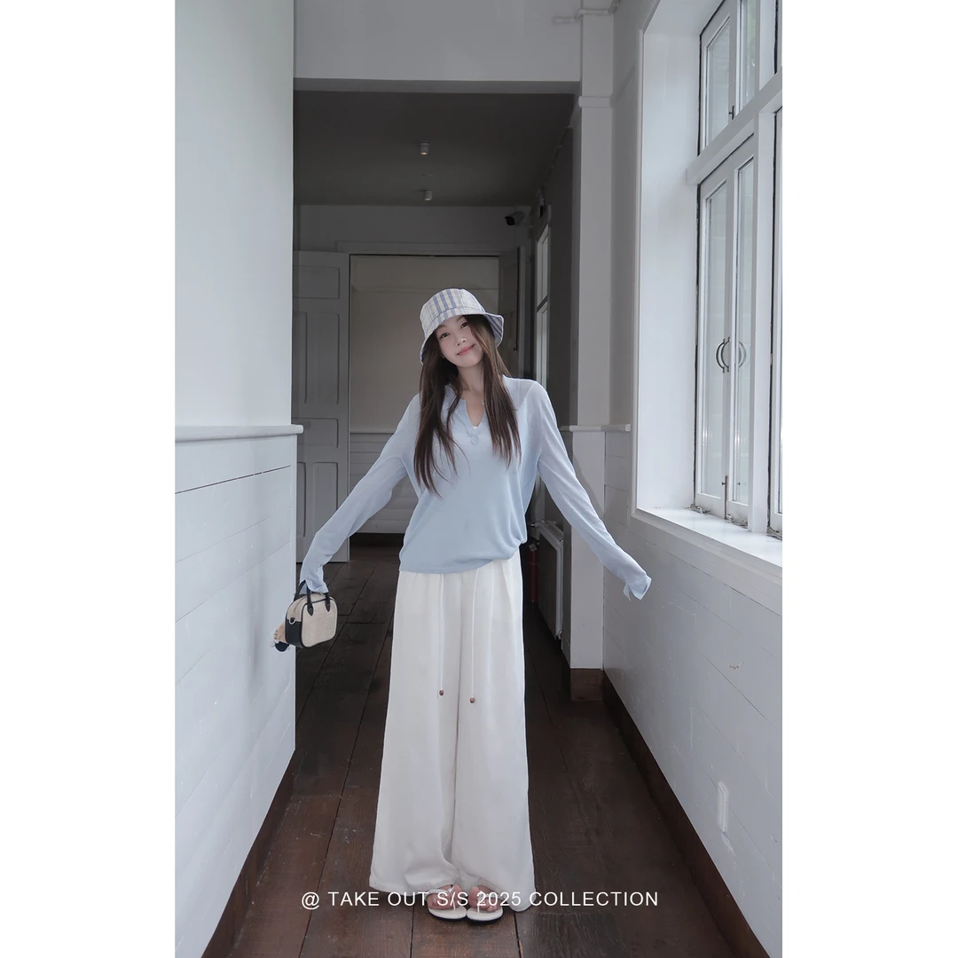 外卖到了「慵懒加分项」polo领慵懒轻薄百搭长袖T恤防晒WM5GBS10