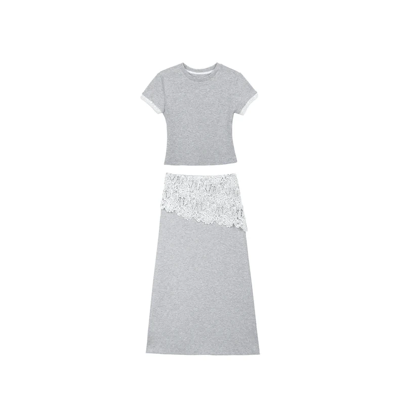 .韩版东大门春季新款百搭舒适套装时尚复古短袖半身裙显瘦女套装