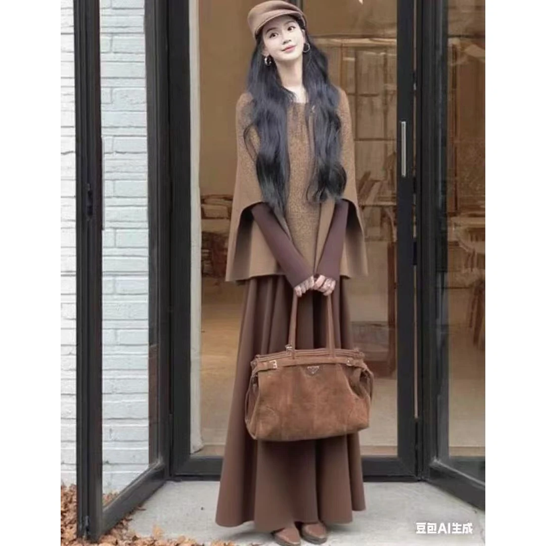 X jiu步步生莲收腰显瘦长裙+斗篷2977+2978
