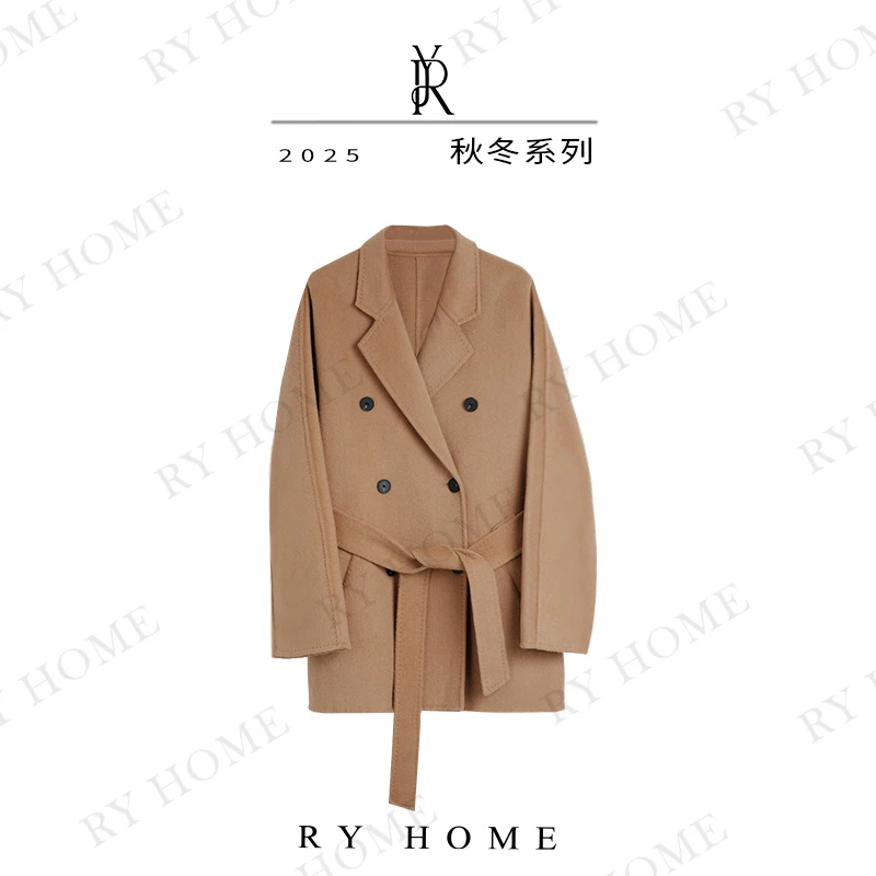 【容雨RYHOME】绵羊毛双面呢收腰中长款外套252W3881