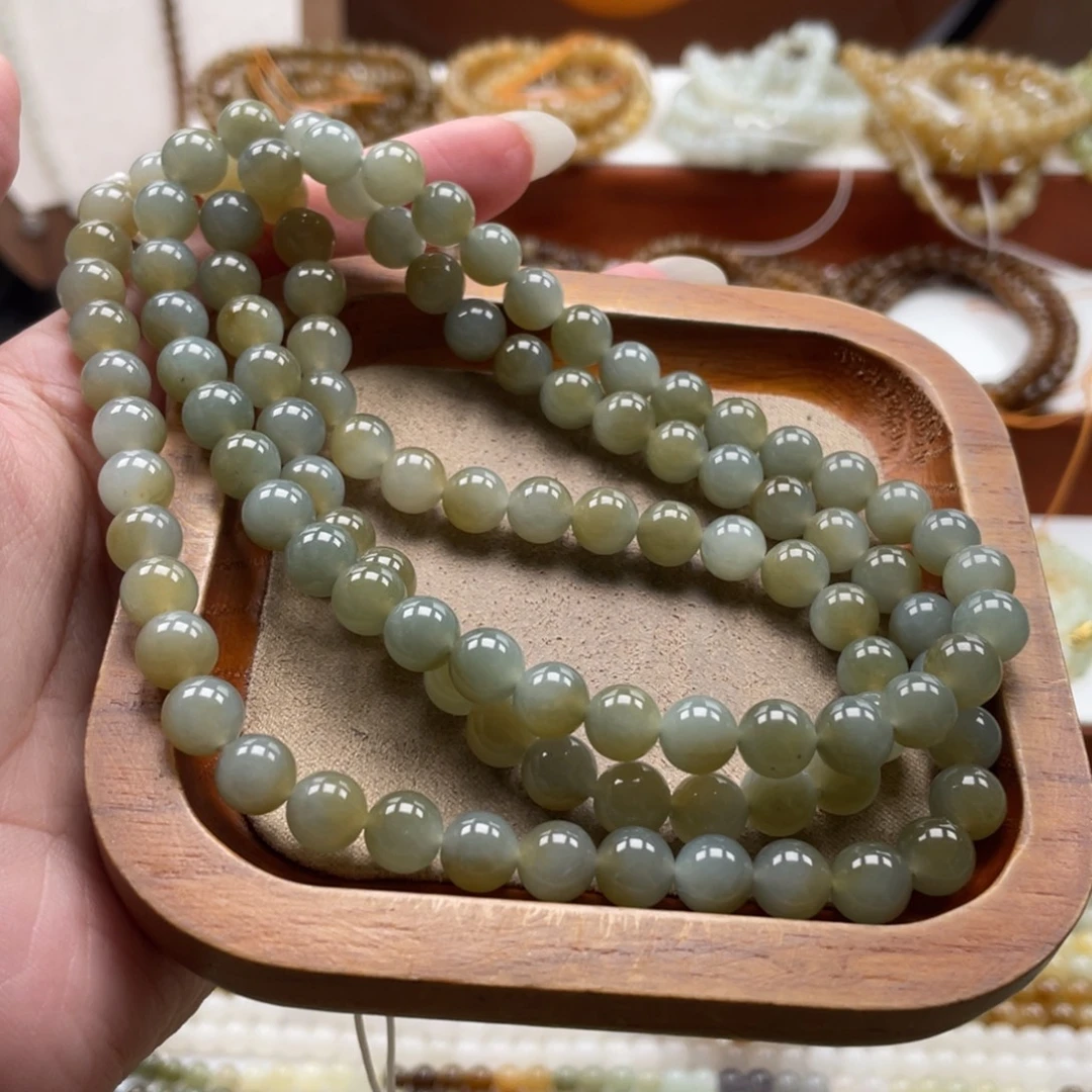 和田玉未镶嵌毛衣链珠串8mm