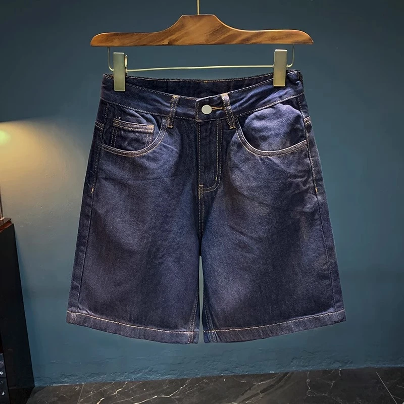 Cebrodz高端原牛休闲五分裤男潮流宽松夏季薄款短裤阔腿牛仔中裤