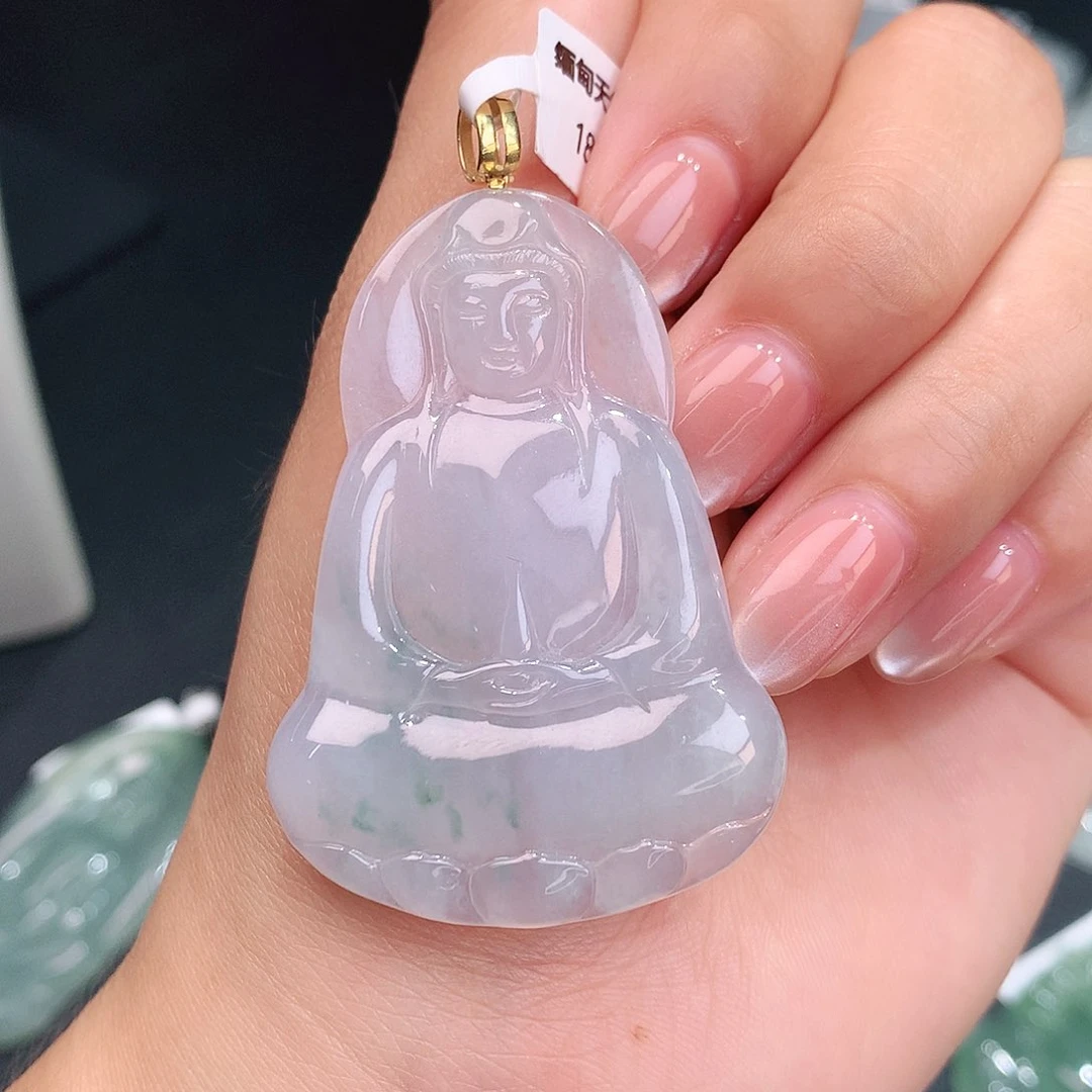 翡翠18K金镶嵌颈饰50-34.5-4.5