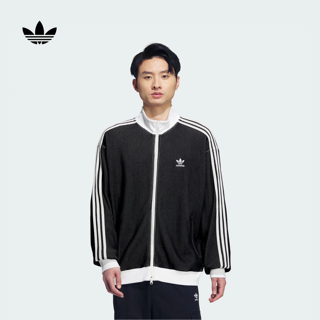 阿迪达斯三叶草舒适运动华夫格立领宽松夹克薄外套男款秋季KC2619