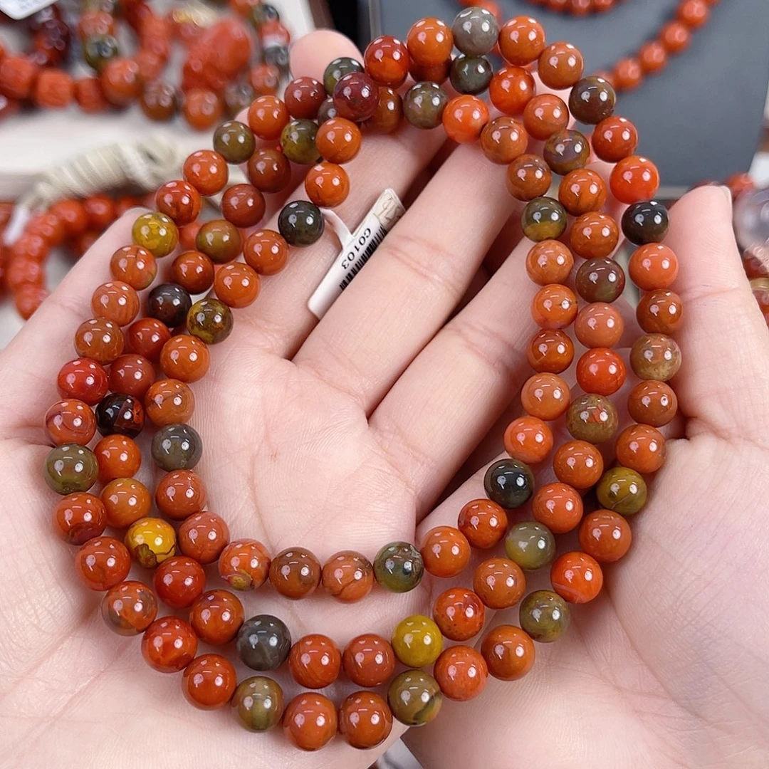 南红玛瑙未镶嵌亮光包浆圆珠单圈7mm