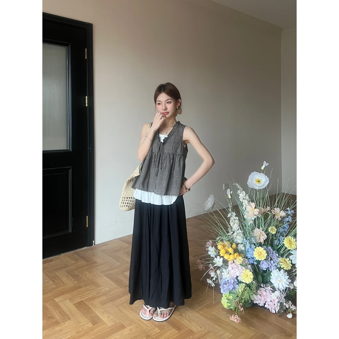 欧阳喜【夏夜细雨】夏季出游叠穿设计感气质真两件上衣234LJ1069