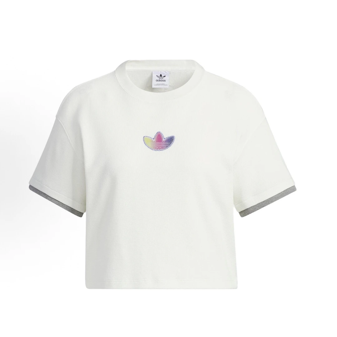 adidas originals  刺绣圆领复古短袖  落肩袖T恤 女款IK8671