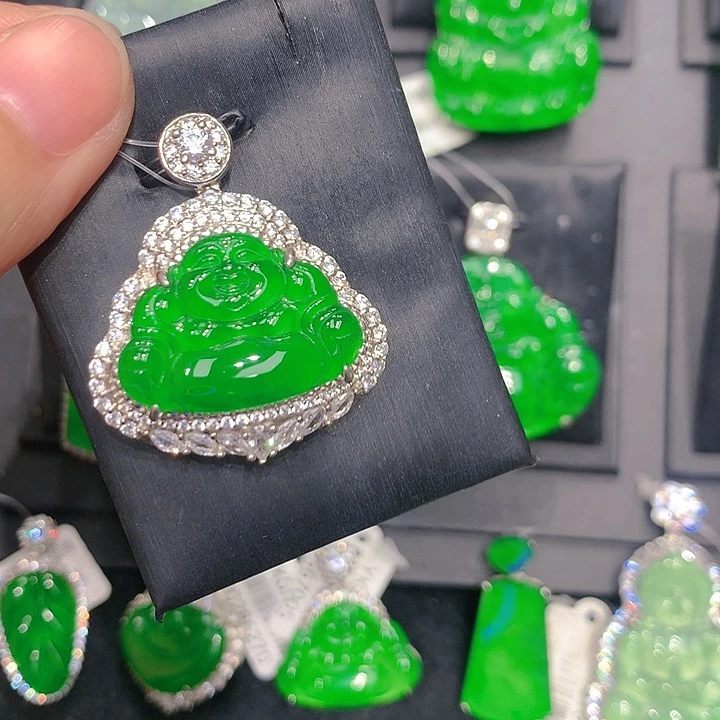 颈饰银S925镶嵌翡翠008855