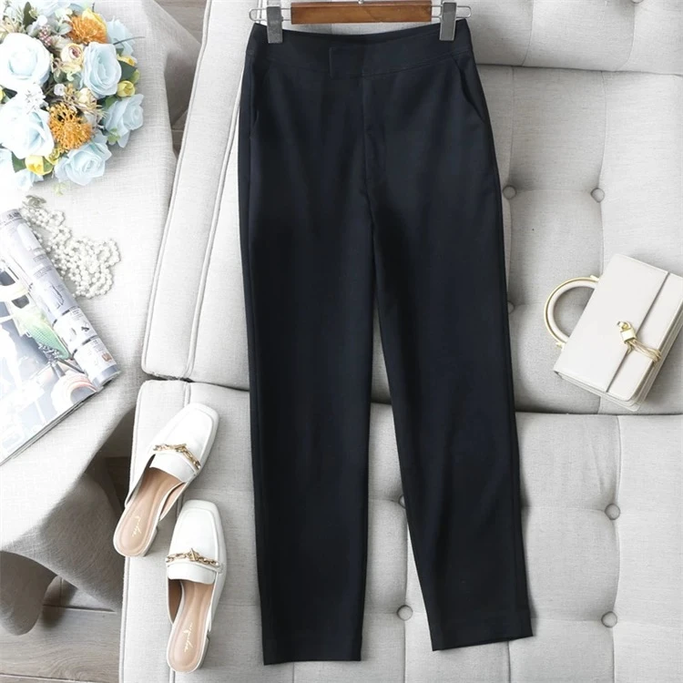 茉澜通勤裤基础百搭显瘦弹性9分西装小脚裤西裤女