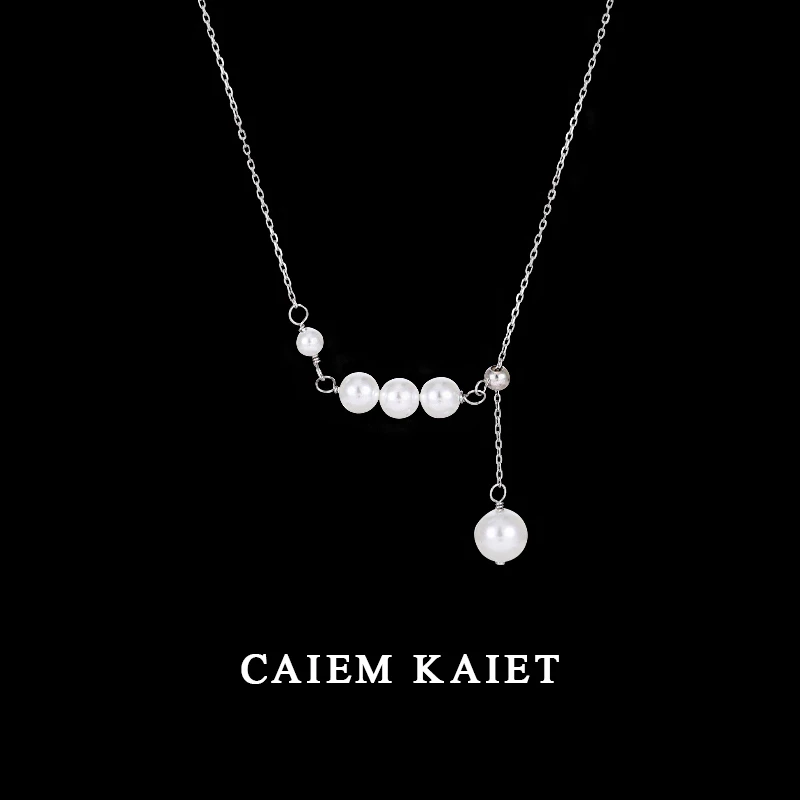 CAIEM KAIET 链子足银 S999纯银珍珠流苏项链女轻奢高级感锁骨链