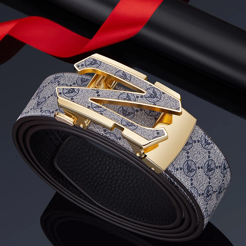 陈小春代言保罗潮流男士真牛皮皮带时尚百搭高档个性头层牛皮腰带