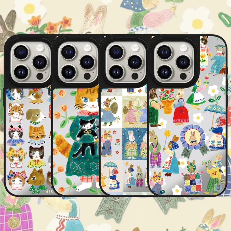 田园动物苹果15手机壳适用iPhone16ProMax可爱14/13/12猫咪保护套