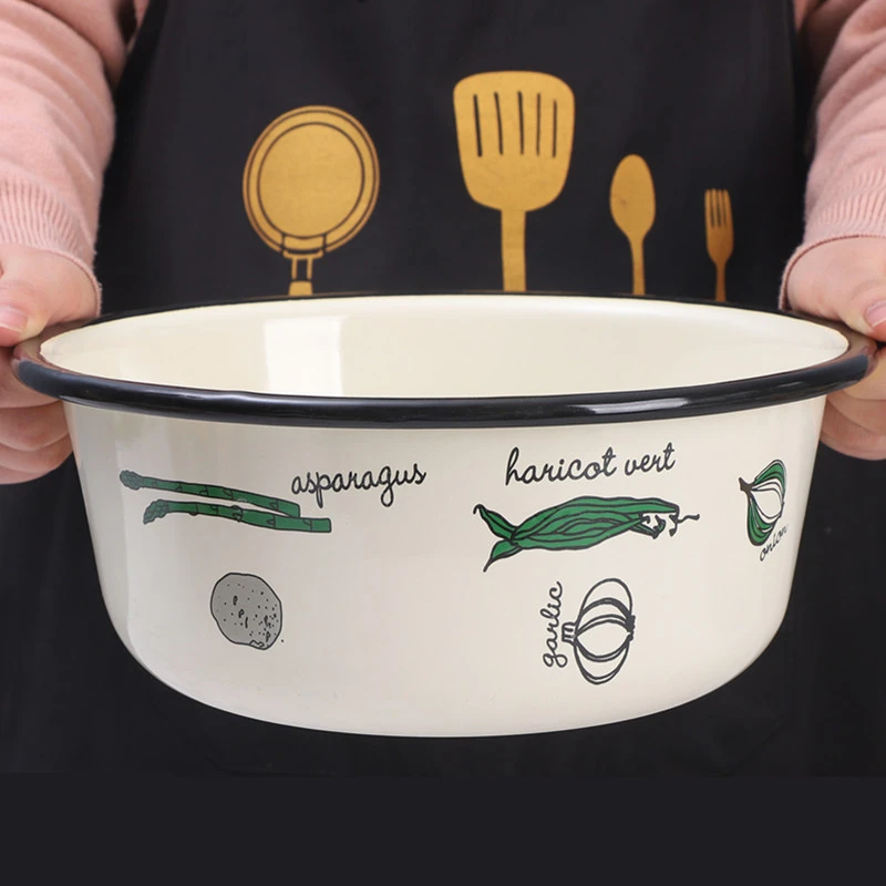 欧丽家珐琅搪瓷盆厨房家用盆汤盆搪瓷和面盆打蛋洗菜盆搪瓷盆拌菜