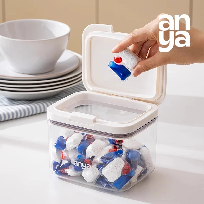 安雅洗碗凝珠收纳盒洗碗粉块洗碗机专用神器防潮密封干燥储存按压