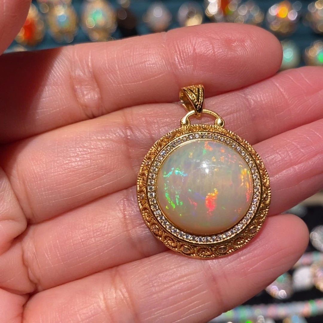 欧泊银S925镶嵌吊坠