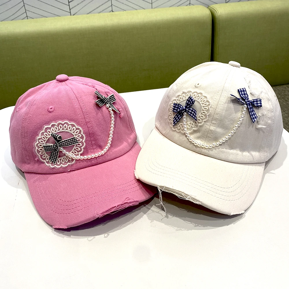 儿童帽子韩版时尚透气珍珠棒球帽学生个性鸭舌帽女童防晒太阳帽潮