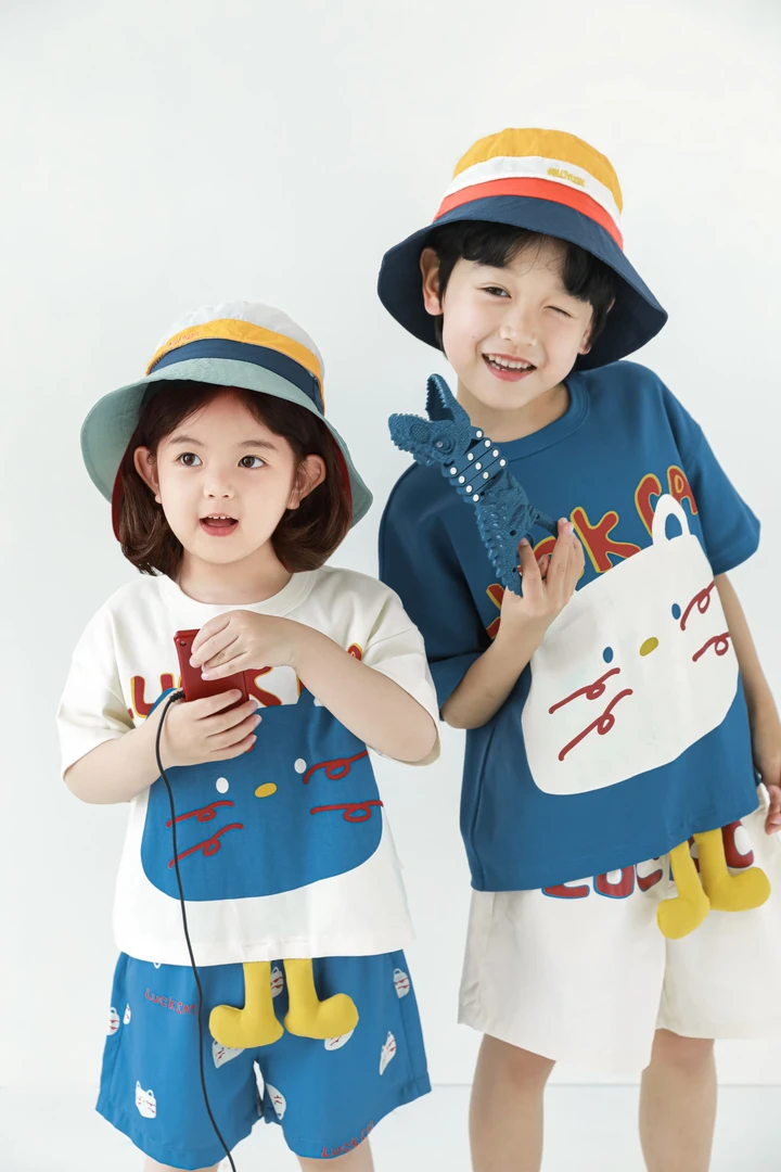 幼悠 【大脸猫猫】夏季儿童 时尚童趣薄款休闲T恤宝宝童装N5461