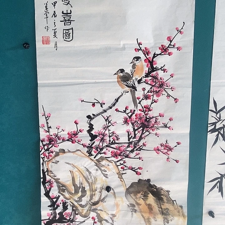 国画段连军老师三尺手绘花鸟