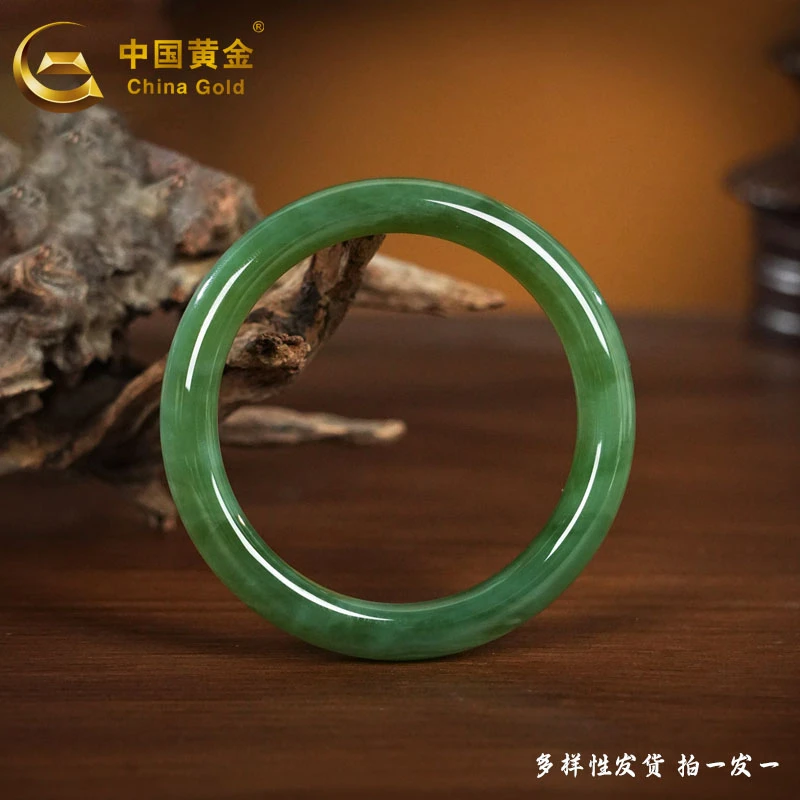 甄选【中国黄金】俄料冰粉青猫眼手镯天然和田玉#Z505&D289