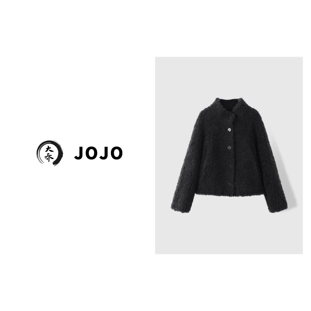 『大乔JoJo』【灰巧】毛茸茸极简高级色单排扣保暖显瘦短外套
