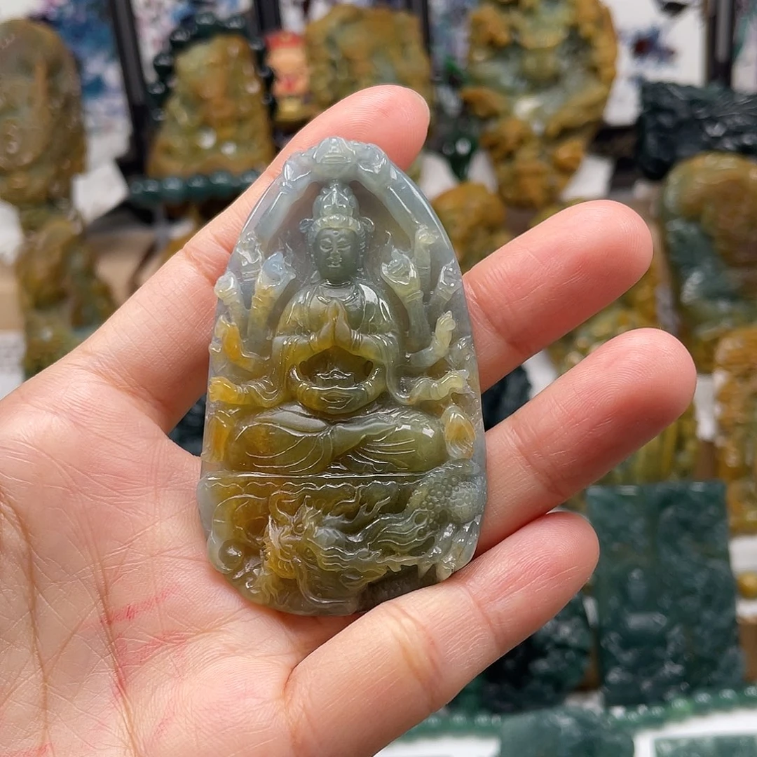 翡翠未镶嵌颈饰天然翡翠a货千手