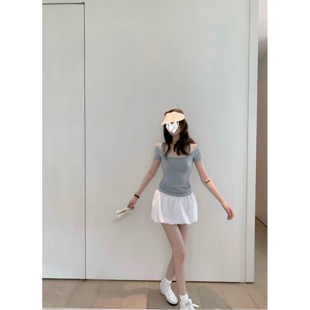 白色/黑色气质短款裙子20825