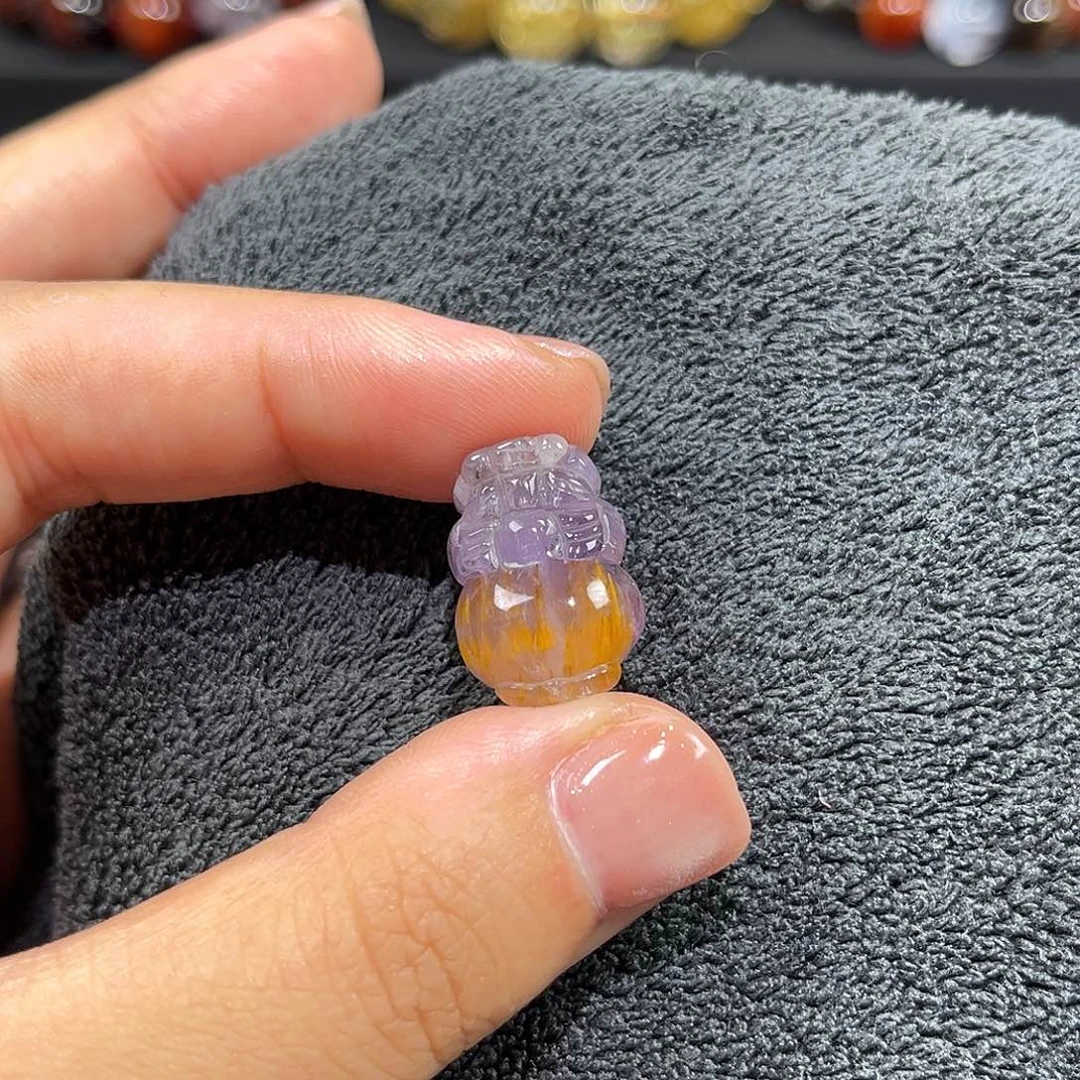 水晶未镶嵌珠宝半成品极光紫钛貔貅