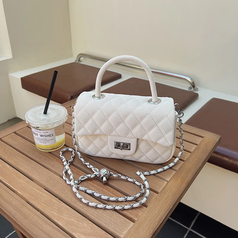 时尚轻奢菱格包2025新款小香风手提包小众洋气百搭单肩包小方包女