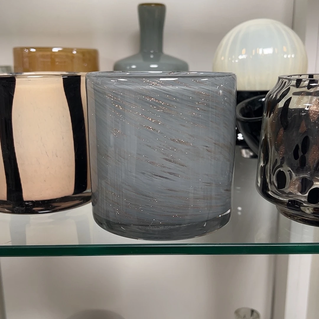 琉璃壮**2高10灰色金星琉璃花器