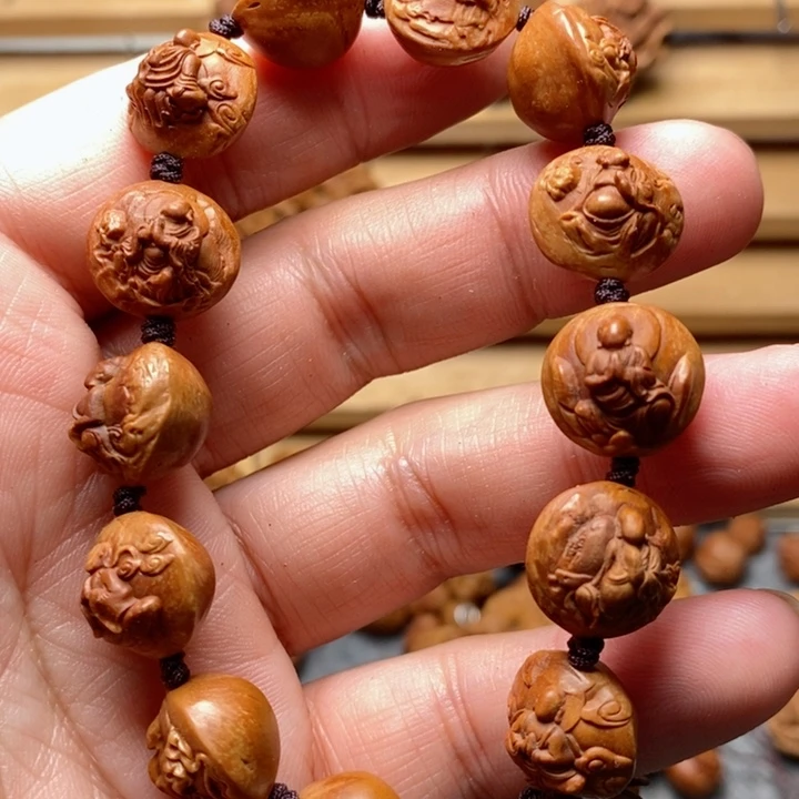 桃核雕刻无相佛手串