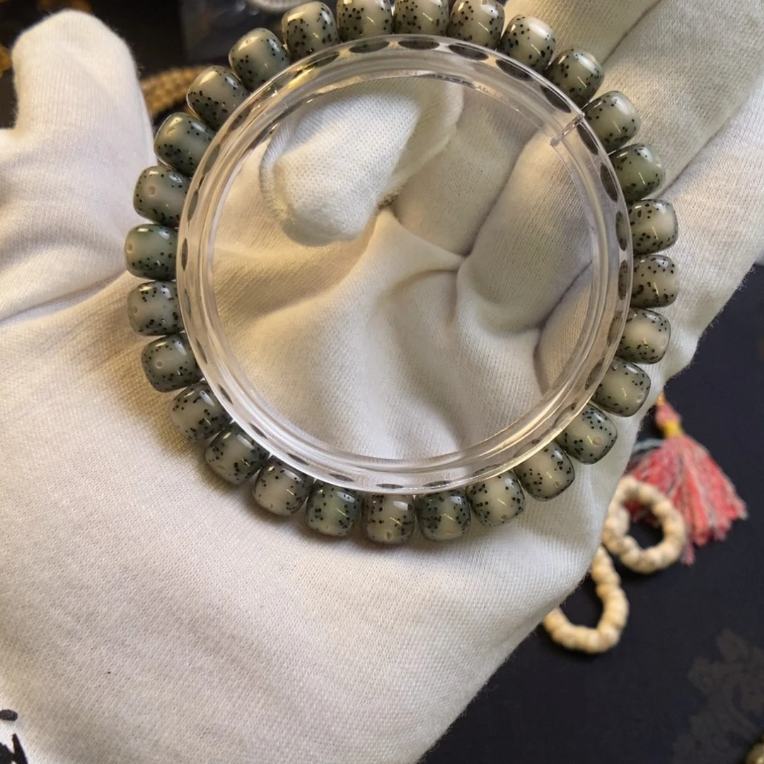 手串星月菩提正月绿糯一线天通体留白8✖️7