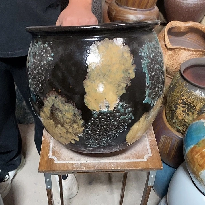 花盆紫砂口29高度28黑金…