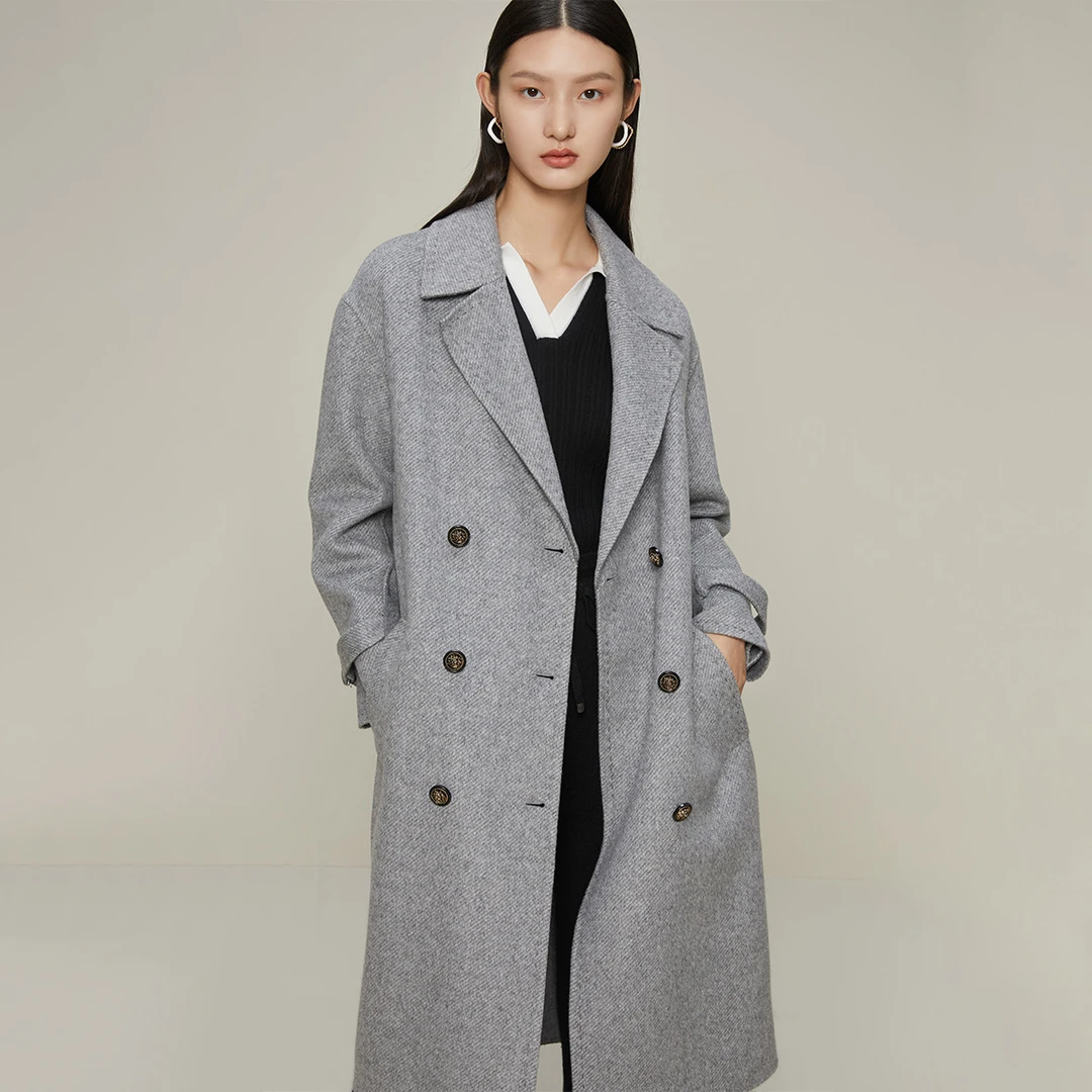 【芊芊专属】气质女毛呢外套秋冬款通勤西装领绵羊毛长款毛呢