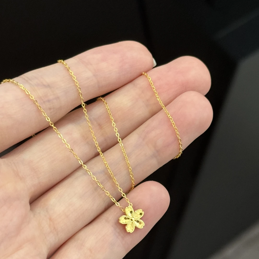 鱼鳞镭射小花套链 龙虾扣/M扣 足金999